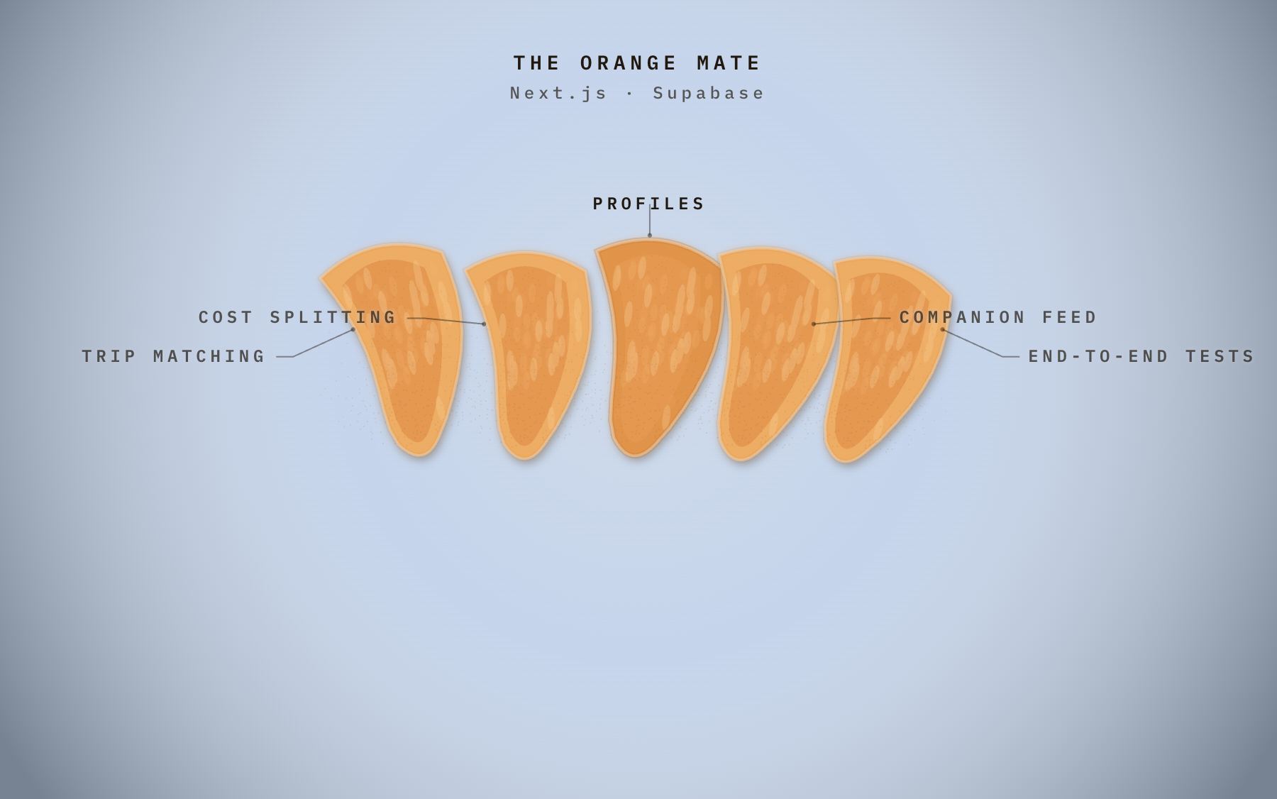 The orange segments separated and labeled with the project features